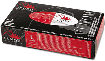 Medline Venom® Nitrile Exam Gloves,  Large, Black, Powder-Free, 100/Box