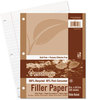 A Picture of product PAC-3203 Pacon® Ecology® Filler Paper,  8 x 10-1/2, Wide Ruled, 3-Hole Punch, White, 150 Sheets/PK