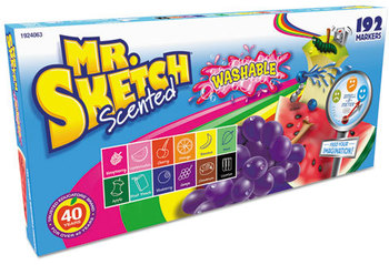 Mr. Sketch® Washable Markers,  Chisel, Assorted Colors, 192/Set