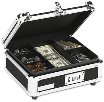 Vaultz® Locking Cash Box,  Black & Chrome