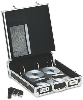 Vaultz® Locking Media Binder Case,  Holds 200 Disks, Black