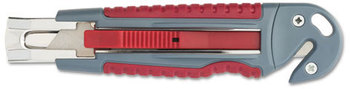 Clauss® Titanium Auto-Retract Utility Knife with Carton Slicer,  Gray/Red, 3 1/2" Blade