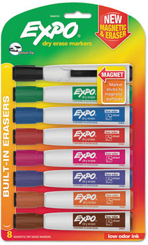 EXPO® Magnetic Dry Erase Marker,  Chisel Tip, Assorted, 8/Pack