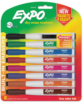 EXPO® Magnetic Dry Erase Marker,  Fine Tip, Assorted, 8/Pack