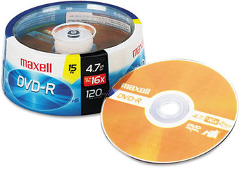 Maxell® DVD-R Recordable Disc,  4.7GB, 16x, Spindle, Gold, 15/Pack