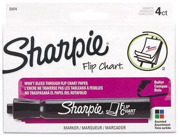 Sharpie® Flip Chart® Marker,  Bullet Tip, Four Colors, 4/Set