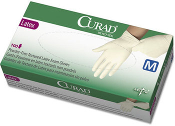 Curad® Latex Exam Gloves,  Powder-Free, Medium, 100/Box