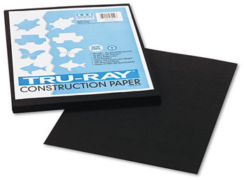 Pacon® Tru-Ray® Construction Paper,  76 lbs., 9 x 12, Black, 50 Sheets/Pack