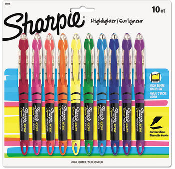 Sharpie® Liquid Pen Style Highlighters,  Chisel Tip, Assorted, 10/Set