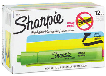 Sharpie® Tank Style Highlighters,  Chisel Tip, Fluorescent Green, Dozen