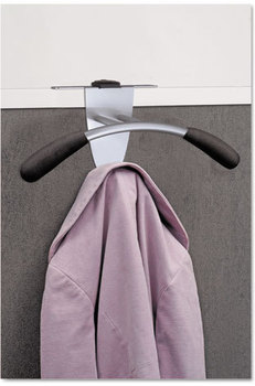 Alba™ Hanger Shaped Partition Coat Hook Metal/Foam/ABS, Silver/Black