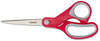 A Picture of product MMM-1428 Scotch® Multi-Purpose Scissors 8" Long, 3.38" Cut Length, Gray/Red Straight Handle