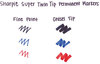A Picture of product SAN-36201 Sharpie® Super Twin-Tip Permanent Marker,  Fine/Chisel Tip, Black