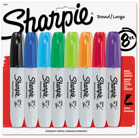 Sharpie 38201 Black Chisel Tip Permanent Marker - 12/Pack