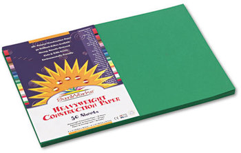 SunWorks® Construction Paper,  58 lbs., 12 x 18, Holiday Green, 50 Sheets/Pack