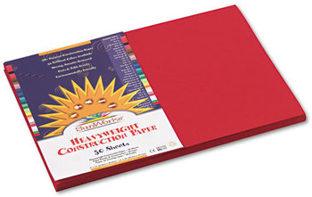 SunWorks® Construction Paper,  58 lbs., 12 x 18, Holiday Red, 50 Sheets/Pack