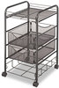 A Picture of product SAF-5214BL Safco® Onyx™ Mesh Mobile File with Four Supply Drawers Metal, 1 Shelf, 4 15.75" x 17" 27", Black