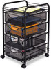 A Picture of product SAF-5214BL Safco® Onyx™ Mesh Mobile File with Four Supply Drawers Metal, 1 Shelf, 4 15.75" x 17" 27", Black