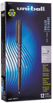 uni-ball® ONYX® Stick Roller Ball Pen,  Black Ink, Fine, Dozen