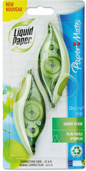 Paper Mate® Liquid Paper® DryLine® Grip Correction Tape with Recycled Dispenser,  Recycled Dispenser, 1/5" x 335", 2/Pack