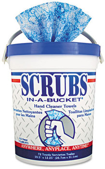 SCRUBS® In-A-Bucket Hand Cleaner Towels. 10.5 X 12.25 in. Citrus scent. 6 containers.