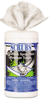 SCRUBS® Graffiti & Spray Paint Remover Towels,  10 x 12, 30/Canister, 6 Canisters/Case