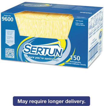 SERTUN Color-Changing Rechargeable Sanitizer Indicator Towels,  Yellow/White/Blue, 13.5x18, 150/Ct