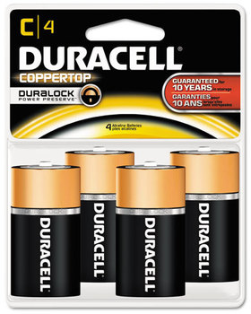 Duracell® CopperTop® Alkaline Batteries with Duralock Power Preserve™ Technology,  C, 4/Pk