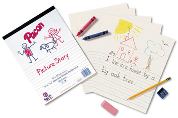 Pacon® Multi-Program Picture Story Paper,  5/8" Long Rule, 12 x 9, White, 500 Sheets/Pk