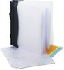 A Picture of product IVR-39300 Innovera® CD/DVD Three-Ring Binder Refillable Holds 90 Discs, Midnight Blue/Clear