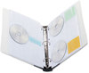 A Picture of product IVR-39300 Innovera® CD/DVD Three-Ring Binder Refillable Holds 90 Discs, Midnight Blue/Clear