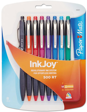 SANFORD 1803501 Paper Mate® InkJoy™ 500 RT Series Ballpoint Pens, 1.0 mm,  Assorted, 8/Pack