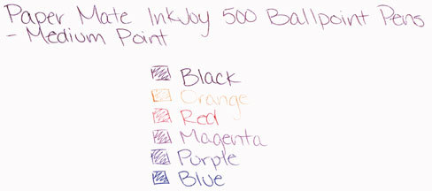 Papermate Inkjoy 500 Retractable 8 Color Set:Black, Blue, Green, Magenta,  Orange, Purple, Red, Turquoise - Kingpen