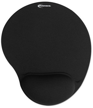 Innovera® Fabric-Covered Gel Wrist Support Mouse Pad with Rest, 10.37 x 8.87, Black
