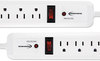 A Picture of product IVR-71653 Innovera® Surge Protector 6 AC Outlets, 4 ft Cord, 540 J, White, 2/Pack