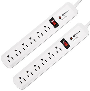 Innovera® Surge Protector 6 AC Outlets, 4 ft Cord, 540 J, White, 2/Pack