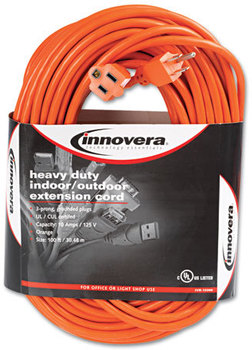 Innovera® Indoor/Outdoor Extension Cord 100 ft, 10 A, Orange