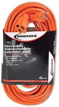 Innovera® Indoor/Outdoor Extension Cord,  50ft, Orange