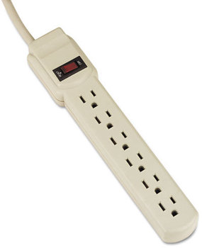 Innovera® Six-Outlet Power Strip,  4-Foot Cord, 1-15/16 x 10-3/16 x 1-3/16, Ivory