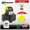 A Picture of product IVR-73WN Innovera® 21WN, 71WN, 72WN, 73WN, 74WN, 75WN Inkjet Cartridge Remanufactured Yellow Ink, Replacement for 02 (C8773WN), 500 Page-Yield