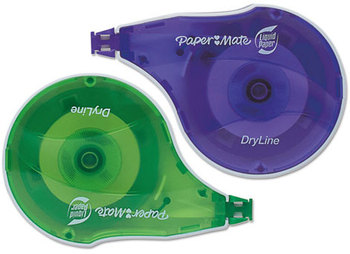 Paper Mate® Liquid Paper® DryLine® Correction Tape,  Non-Refillable, 1/6" x 472", 2/Pack
