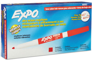 EXPO® Low-Odor Dry-Erase Marker,  Fine Point, Red, Dozen