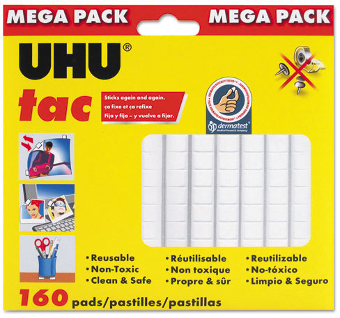Saunders UHU Tac Removable Adhesive Putty Tabs Non Toxic Tape Dry