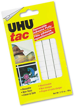 UHU® Tac Adhesive Putty,  Removable/Reusable, Nontoxic, 2.12 oz, 80 pieces/Pack