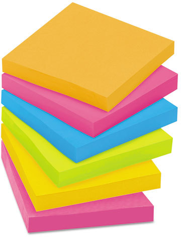 Post-it Pads in Rio de Janeiro Colors Lined 5 x 8 45-Sheet 4/Pack 5845SSUC  