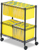 A Picture of product SAF-5278BL Safco® Two-Tier Rolling File Cart Metal, 3 Bins, 25.75" x 14" 29.75", Black