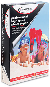 Innovera® High-Gloss Photo Paper 10 mil, 4 x 6, White, 100/Pack