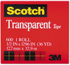 A Picture of product MMM-600121296 Scotch® Transparent Tape 1" Core, 0.5" x 36 yds,