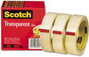 A Picture of product MMM-600723 Scotch® Transparent Tape 3" Core, 1" x 72 yds, 3/Pack