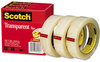 A Picture of product MMM-600723 Scotch® Transparent Tape 3" Core, 1" x 72 yds, 3/Pack